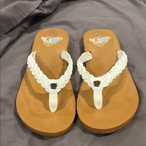 Flojos White Braided Sandals
